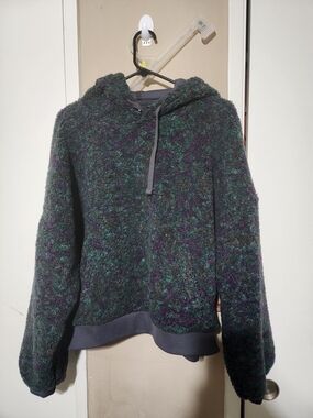 Vans Plush Hooded Sweater in Green and Purple Mix